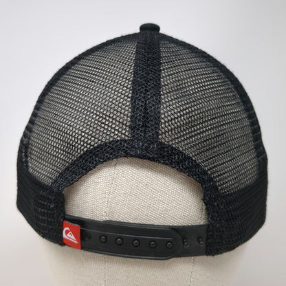 Quiksilver Trucker Hat Black OSFM Mesh Back Palm Tree Tropical Print Snapback