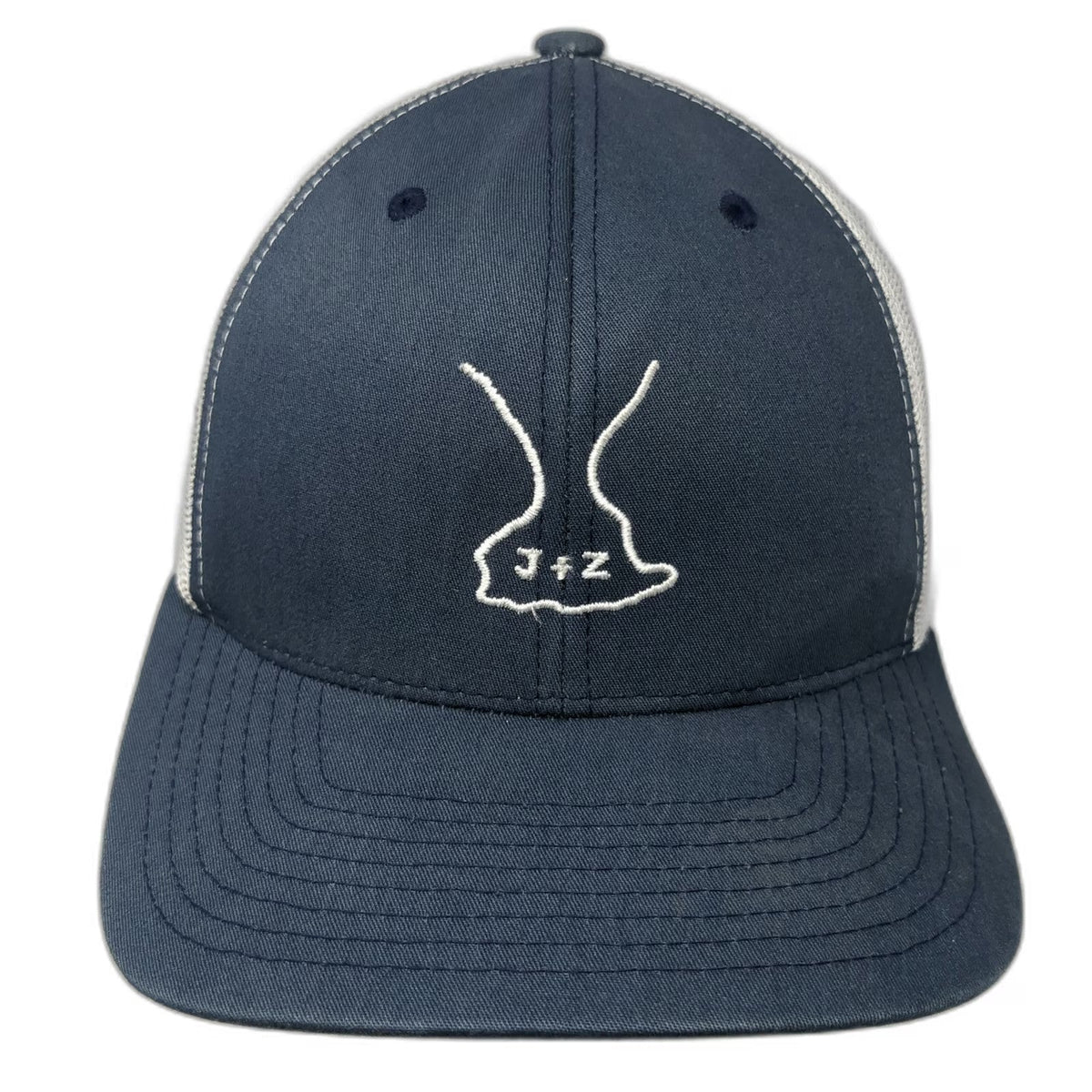 Yupoong Trucker Hat Blue One Size Mesh Back Snapback J+Z Graphic Logo Polyester