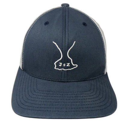 Yupoong Trucker Hat Blue One Size Mesh Back Snapback J+Z Graphic Logo Polyester