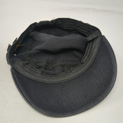 Elastafit Army Cap Black One Size Herringbone Twill Side Buttons Eyelets Hat