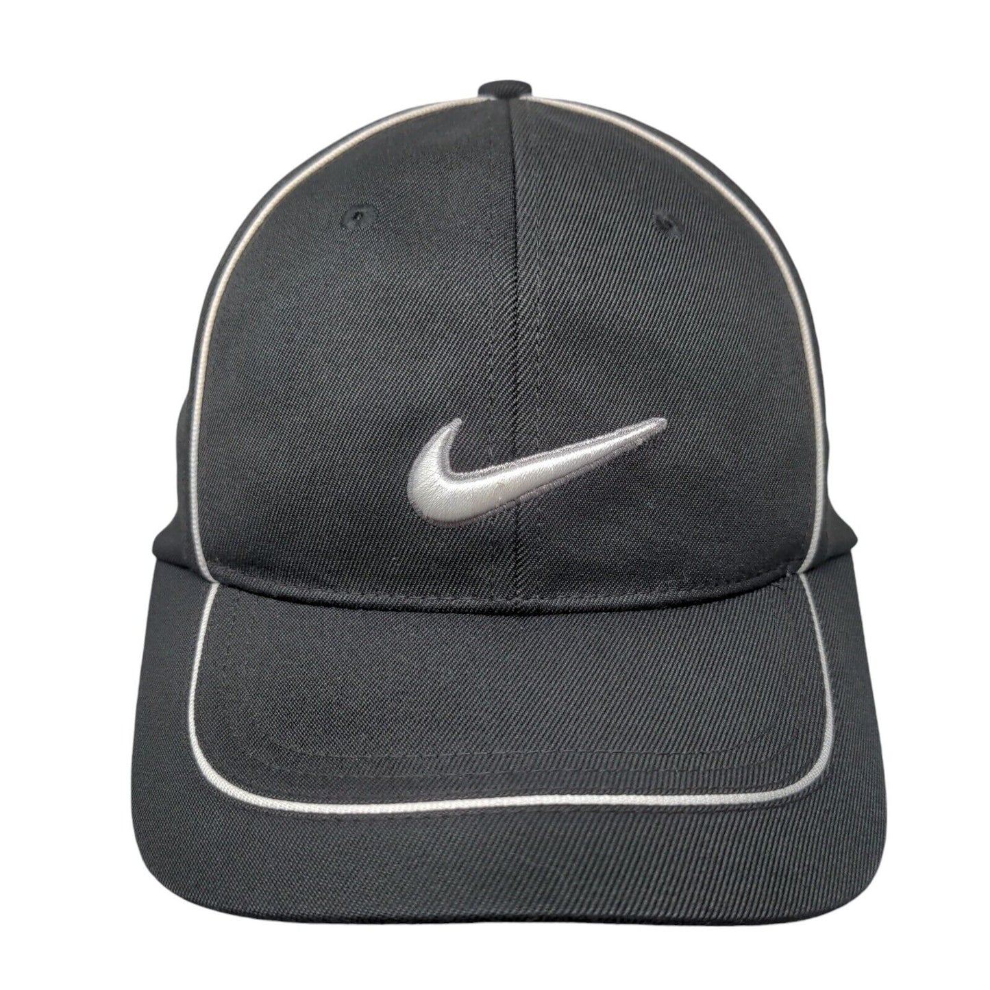 Nike Golf Fitted Hat Black S/M Embroidered Swoosh Vented Holes 6 Panel