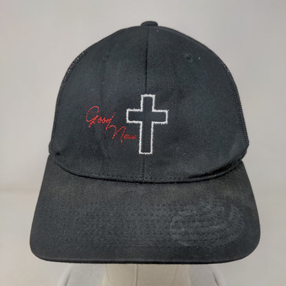 Good News Snapback Trucker Hat Black One Size Adjustable Mesh Back Yupoong