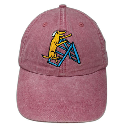 Adams Baseball Cap Red One Size Leather Strapback Adopt Dog Graphic Hat Rescue