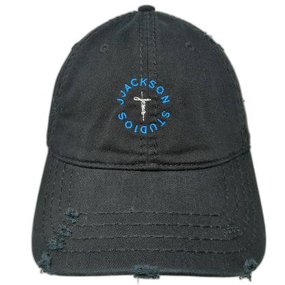 Otto Baseball Cap Black One Size Distressed Jackson Studios Cotton Strapback Hat