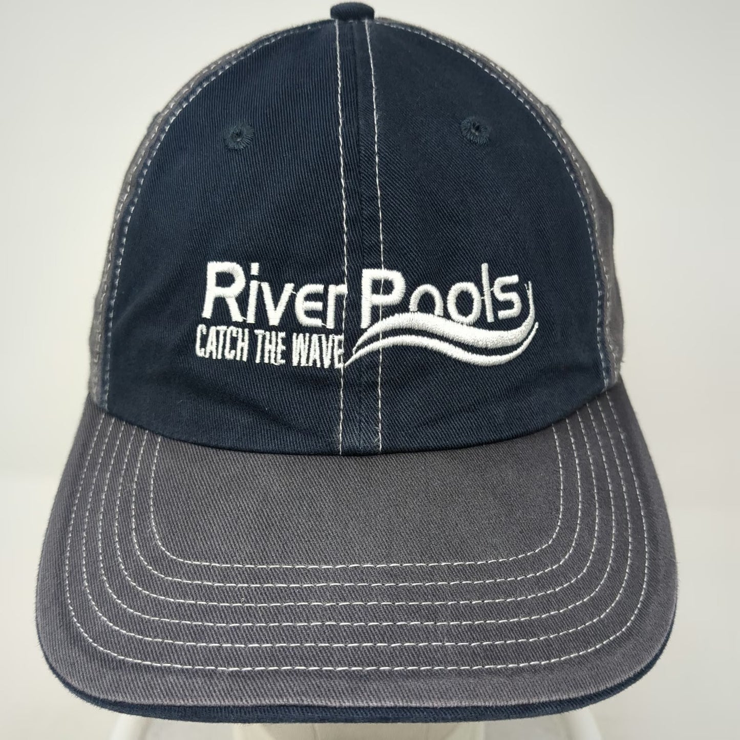 Richardson Trucker Hat Blue Gray L American Flag River Pools Catch The Wave