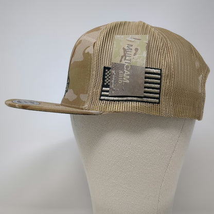 Yupoong Trucker Hat Brown One Size MultiCam Arid Camo American Flag Mesh