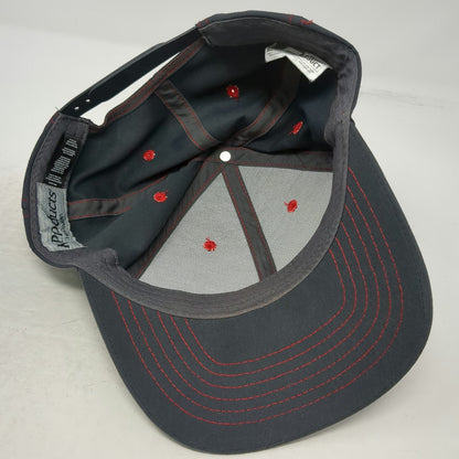 K-Products Snapback Gray Red One Size Snap-on Contrast Stitching Structured Hat