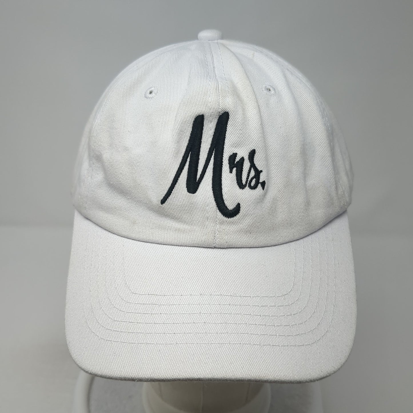 Mrs. Slideback Hat White One Size Adjustable Embroidered Solid 6 Panel