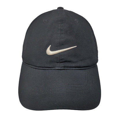 Nike Swoosh Strapback Hat Black OSFM Embroidered Logo Adjustable Lined