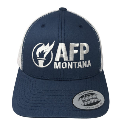 AFP Montana Snapback Mesh Back Trucker Hat Blue One Size Adjustable