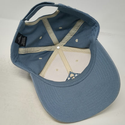 Ascend Baseball Cap Hat Blue Beige One Size Embroidered Logo Strapback Cotton