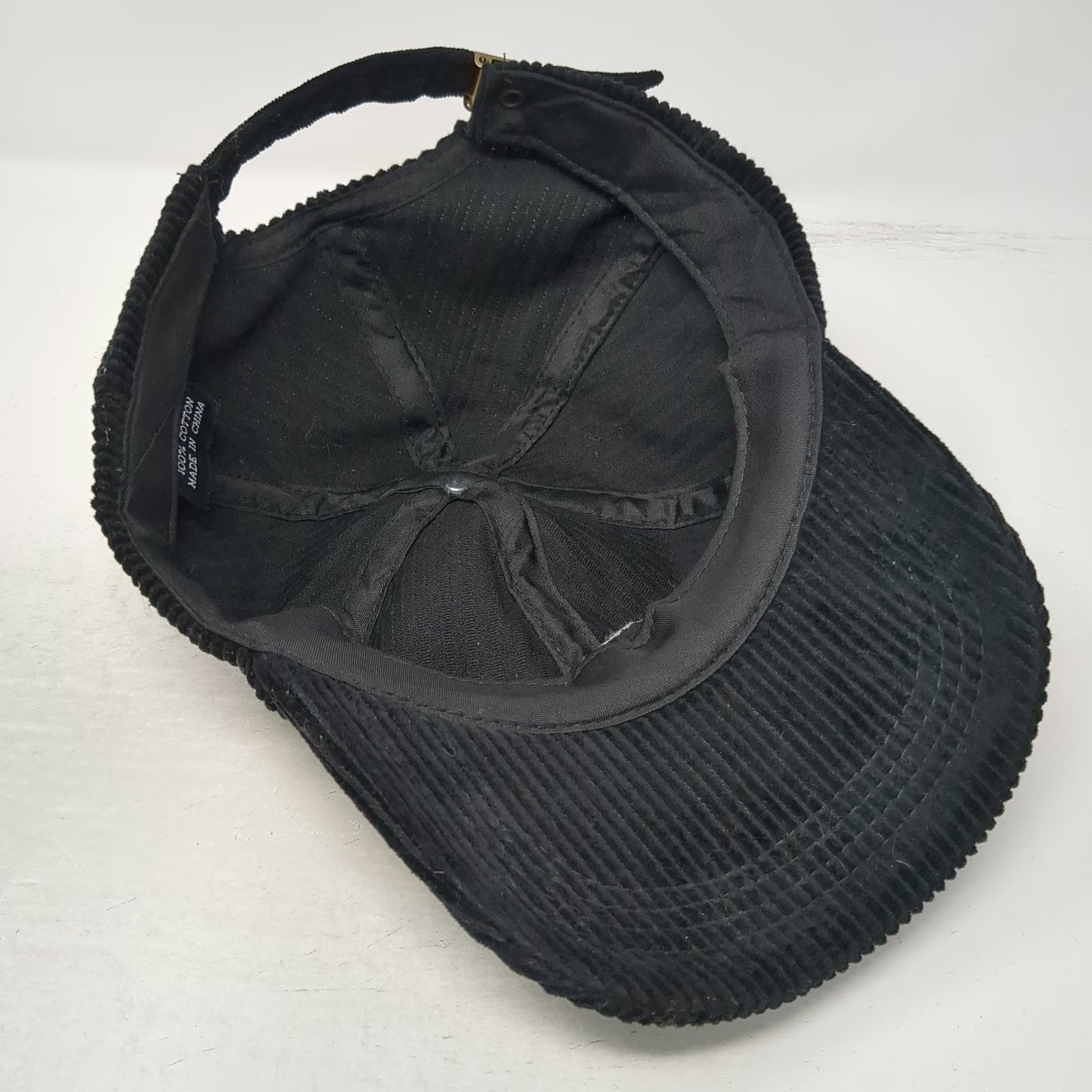 Wallows Black OS Baseball Cap Corduroy Slideback Smiley Face Band Merch Hat