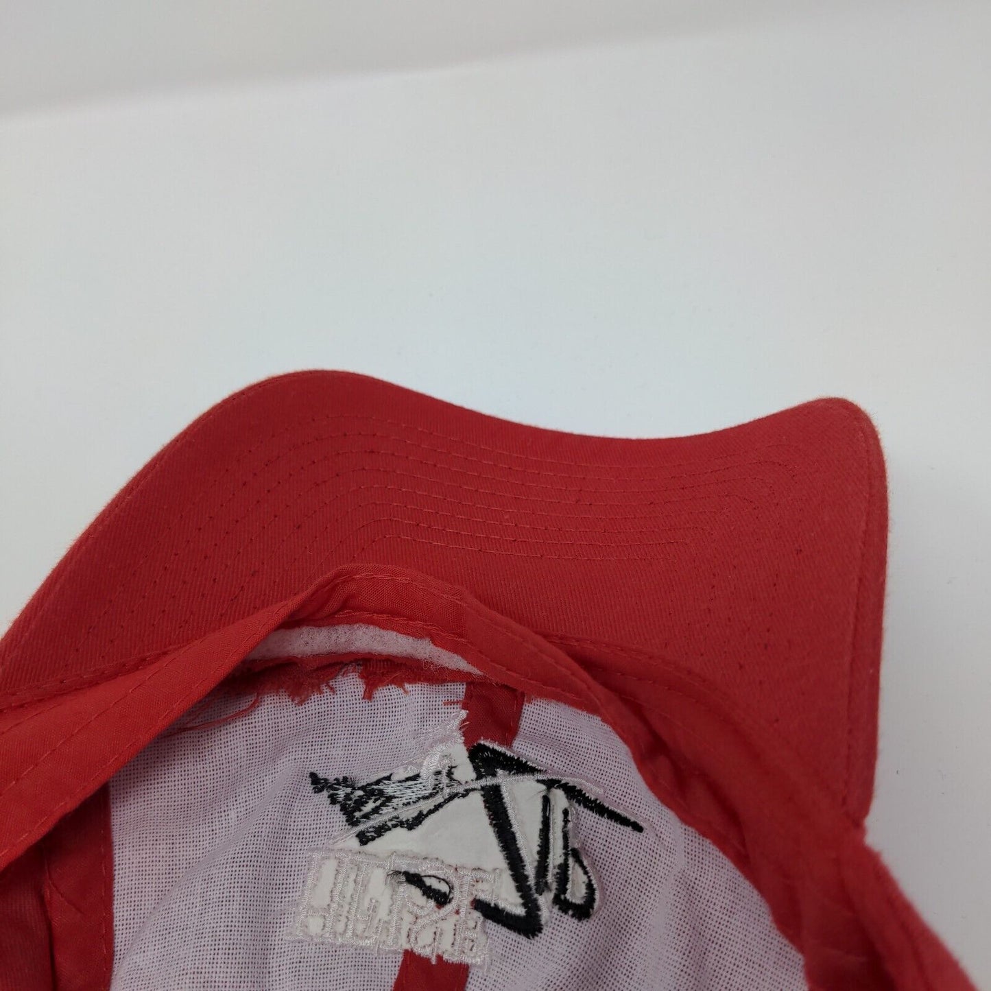 Heise Zip Strapback Hat Red OSFA Adjustable Embroidered Solid 6 Panel