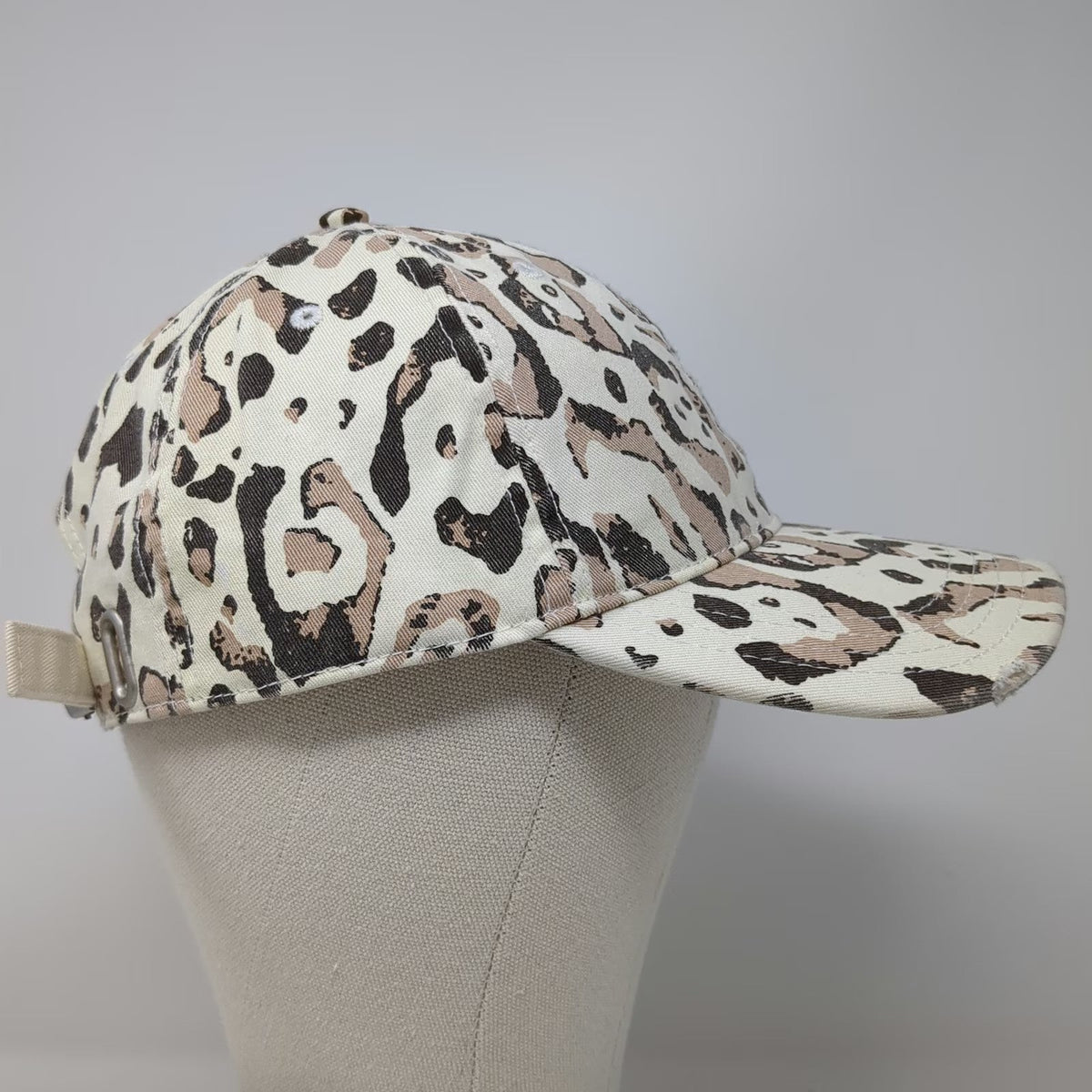 Aerie Baseball Cap White One Size Animal Print Leopard Distressed Brim Hat