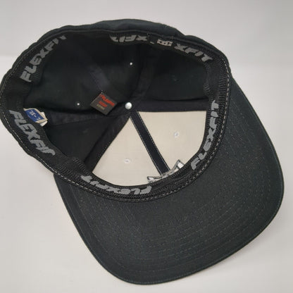 DC Fitted Hat Black OSFA L/XL Embroidered Vented Holes 6 Panel Flexfit