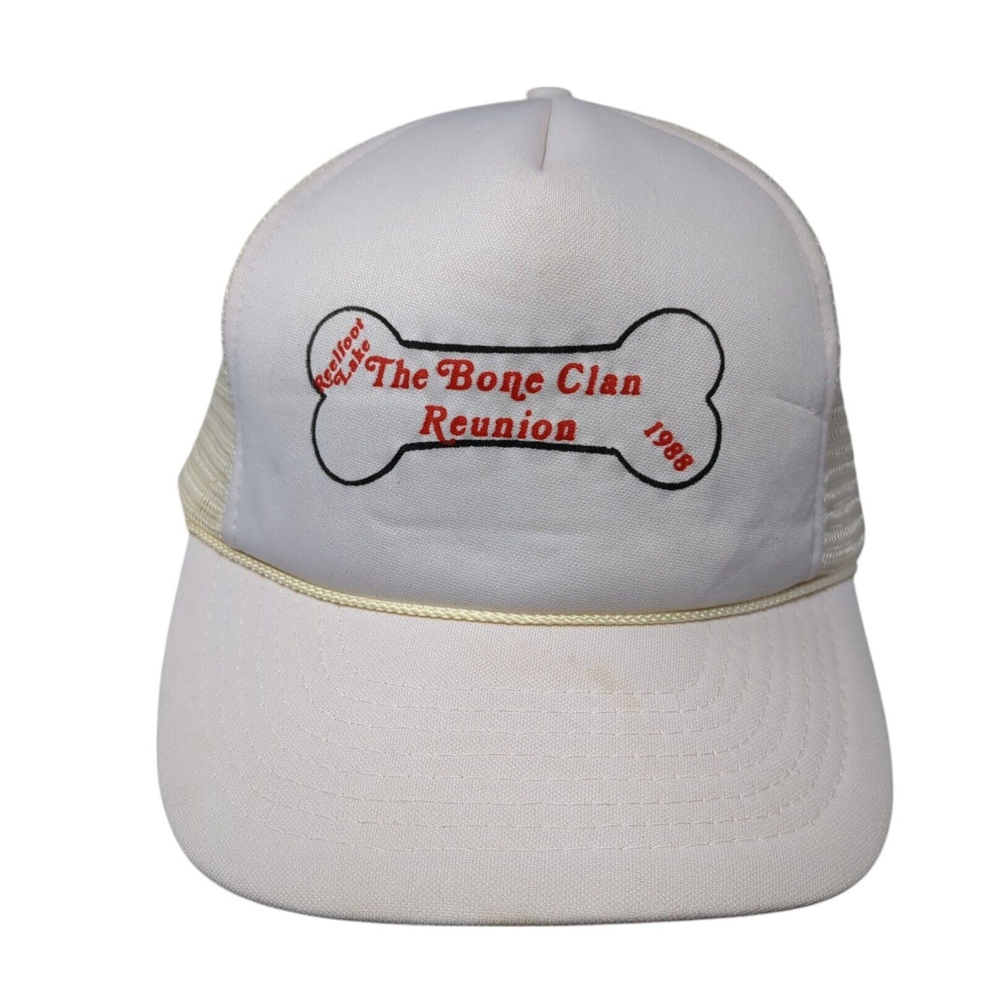 Realfoot Lake The Bone Clan Reunion 1988 Snapback Trucker Hat White OS Mesh Rope