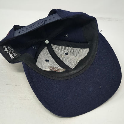 Mossimo Snapback Hat Blue OS 100% Wool Embroidered Character Baseball Vintage