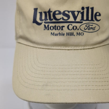 Lutesville Motor Co Ford Snapback Hat Tan OS Adjustable Vented Holes Otto