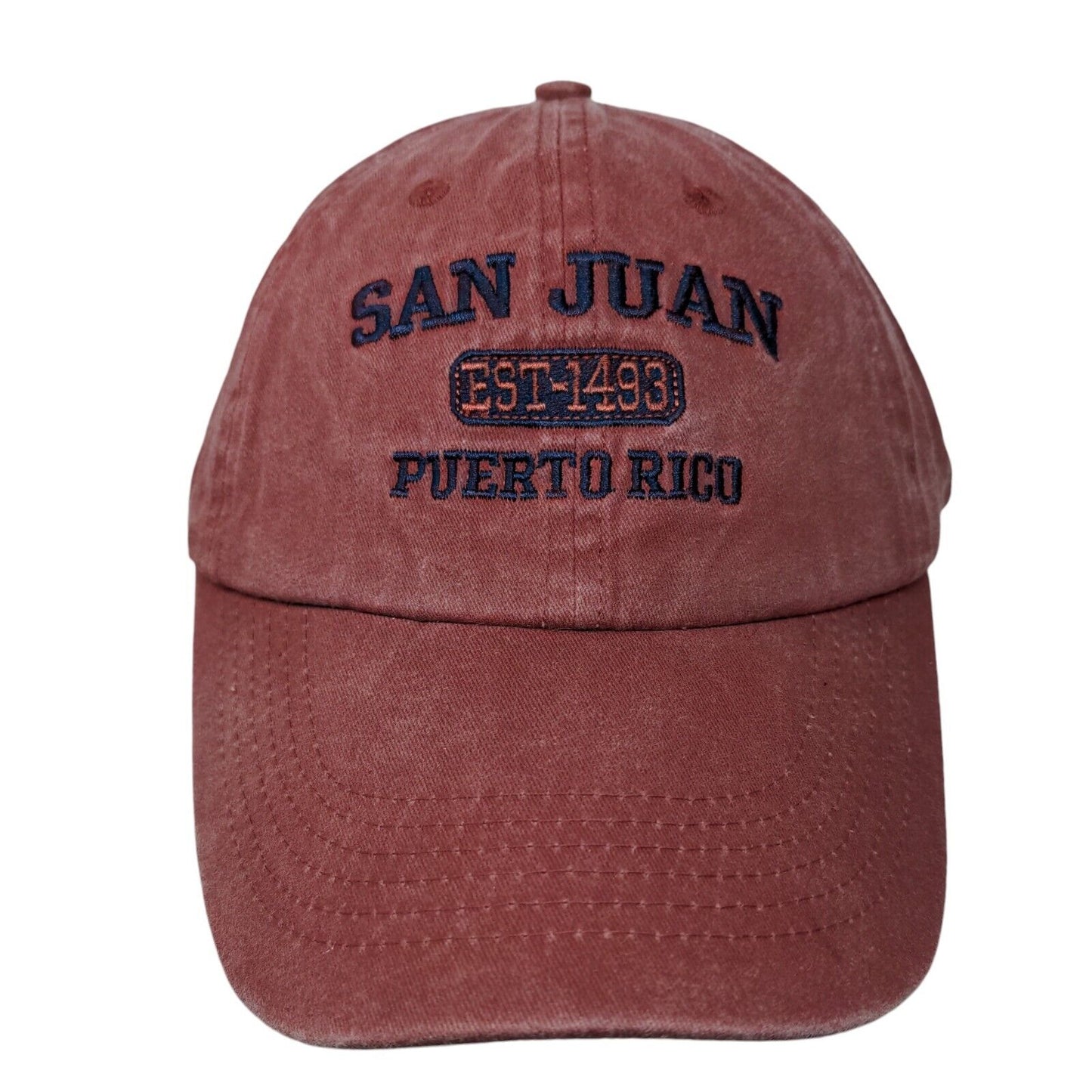 San Juan Puerto Rico Est. 1493 Slideback Hat Red OSFA Embroidered Ben Kaufman
