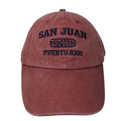 San Juan Puerto Rico Est. 1493 Slideback Hat Red OSFA Embroidered Ben Kaufman