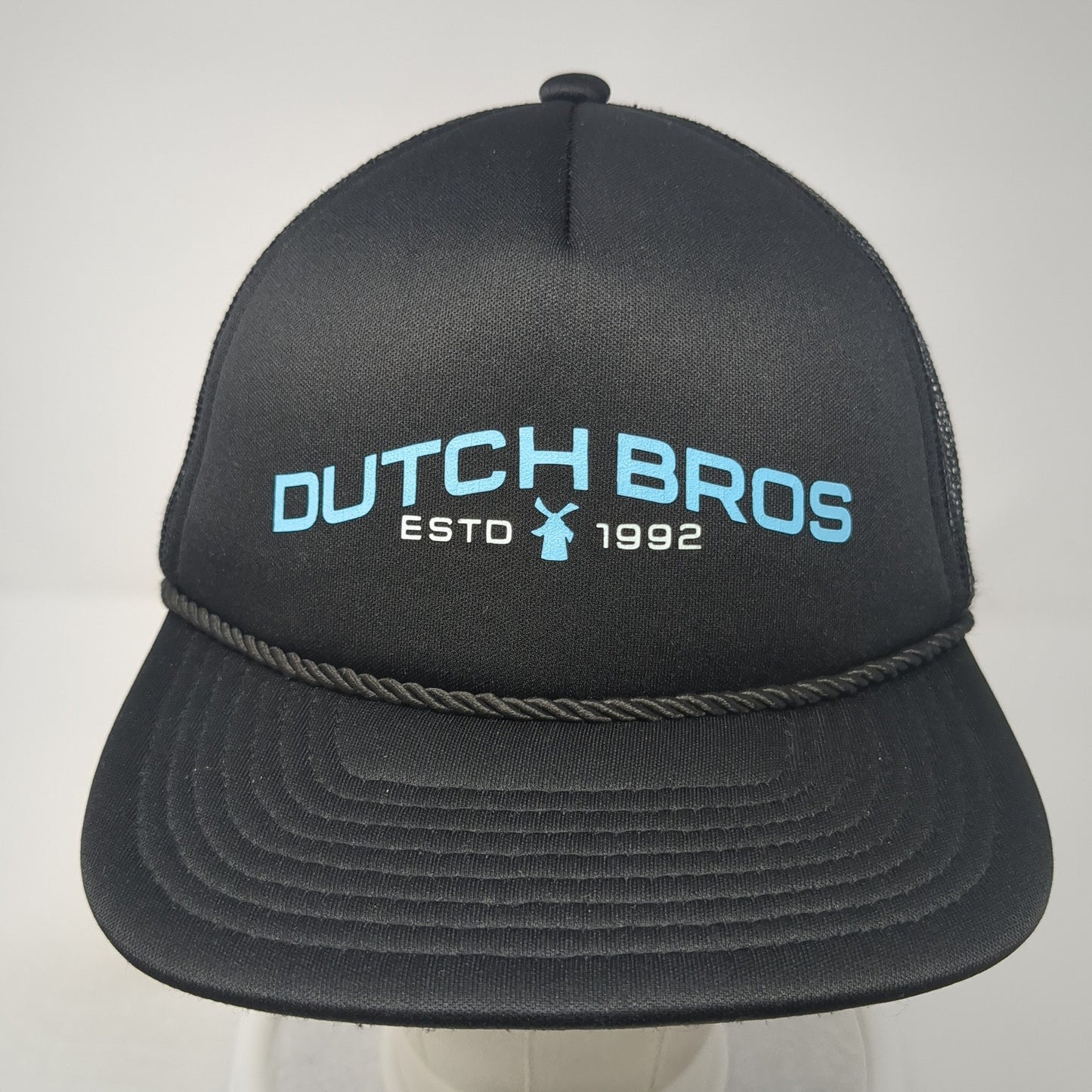 Dutch Bros 1992 Strapback Rope Trucker Hat Black One Size Mesh Back