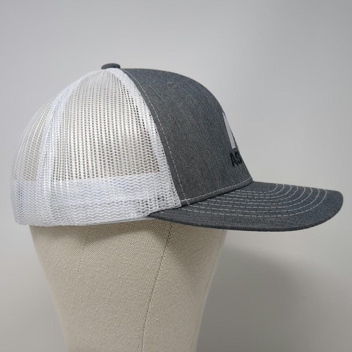 Direct Caps Astec Trucker Hat Gray One Size Mesh Back Snapback Logo Embroidery