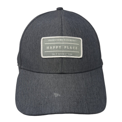 Happy Place Patch Strapback Hat Gray One Size Adjustable Mercantile 12