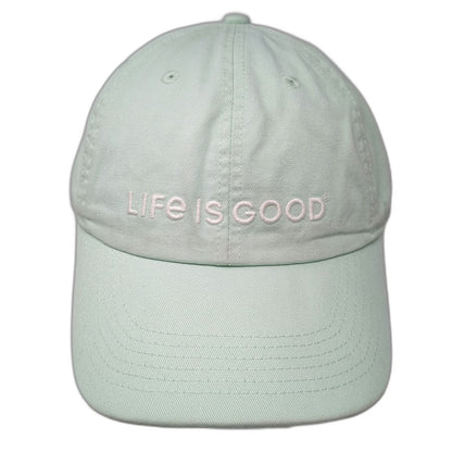 Life is Good Baseball Cap Green One Size Adjustable Cotton Slideback Hat Logo