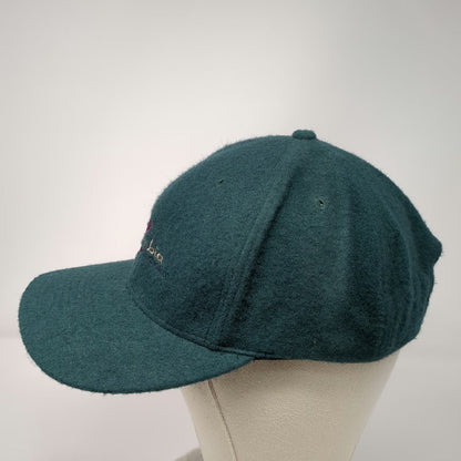 Columbia Baseball Cap Green One Size Wool Blend Leather Strapback Hat Logo