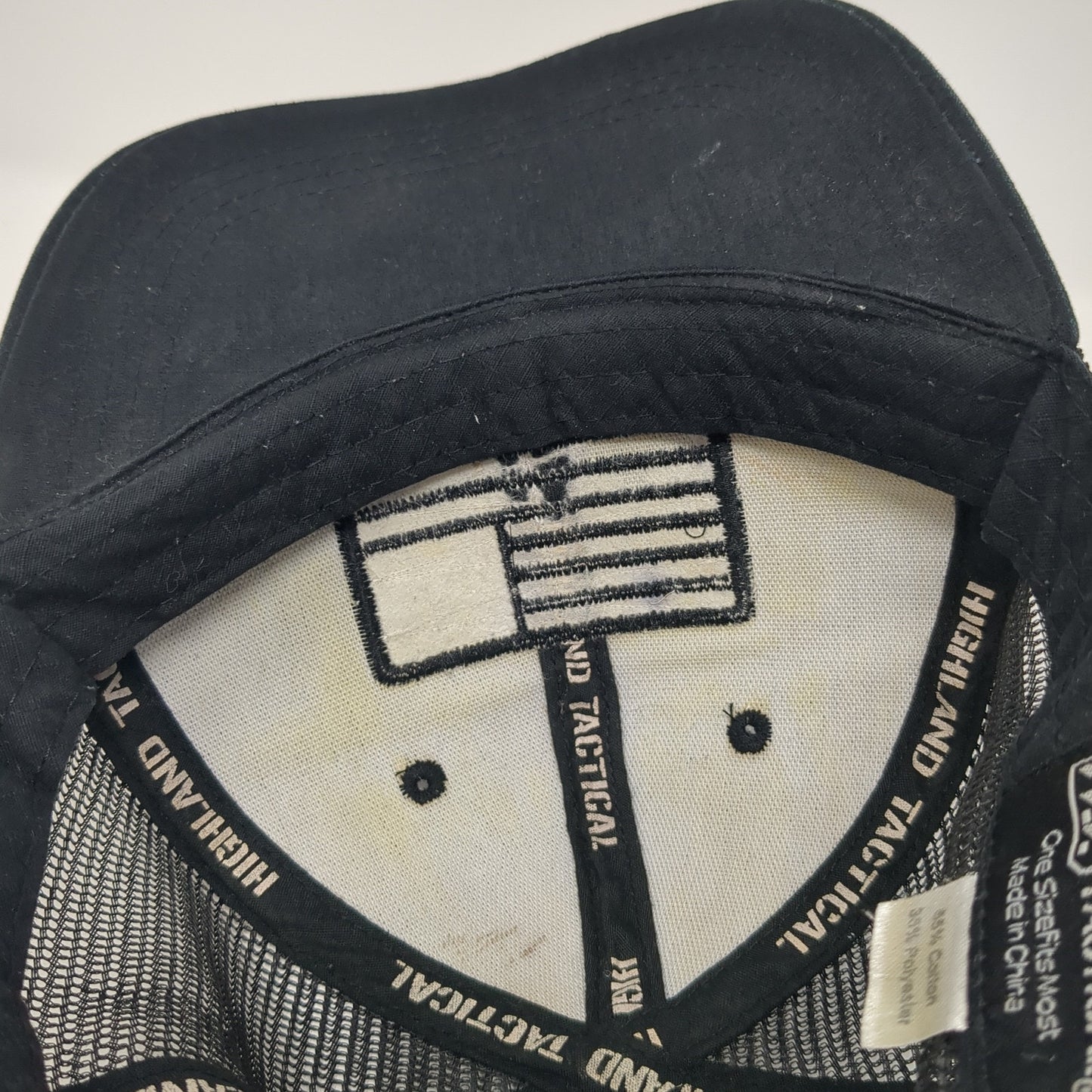 Highland Tactical Snapback Trucker Hat Black One Size USA Flag Mesh Back