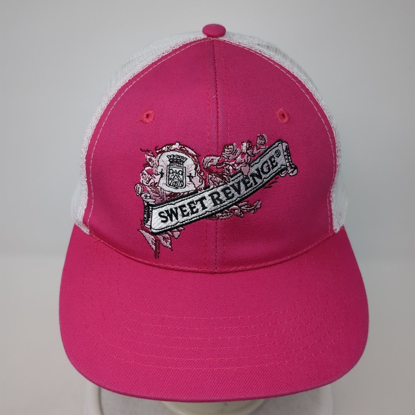 Sweet Revenge Strapback Trucker Hat Pink OS Adjustable Embroidered Mesh Back