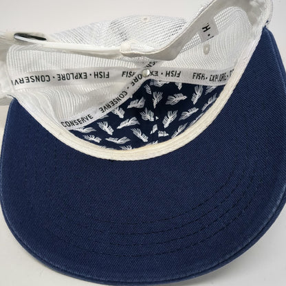 RepYourWater Trucker Hat Blue One Size Snapback Mesh Back Fish Buffalo Logo