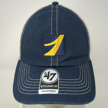47 Brand Trucker Hat Blue OSFM FNB Yellow Logo Green Underbrim Contrast Stitch