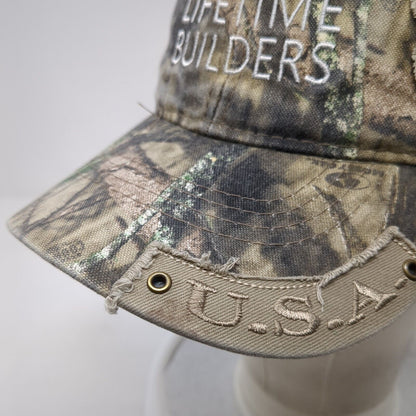Lifetime Builders USA Strapback Hat Camouflage OS Adjustable Patriotic OC Sports