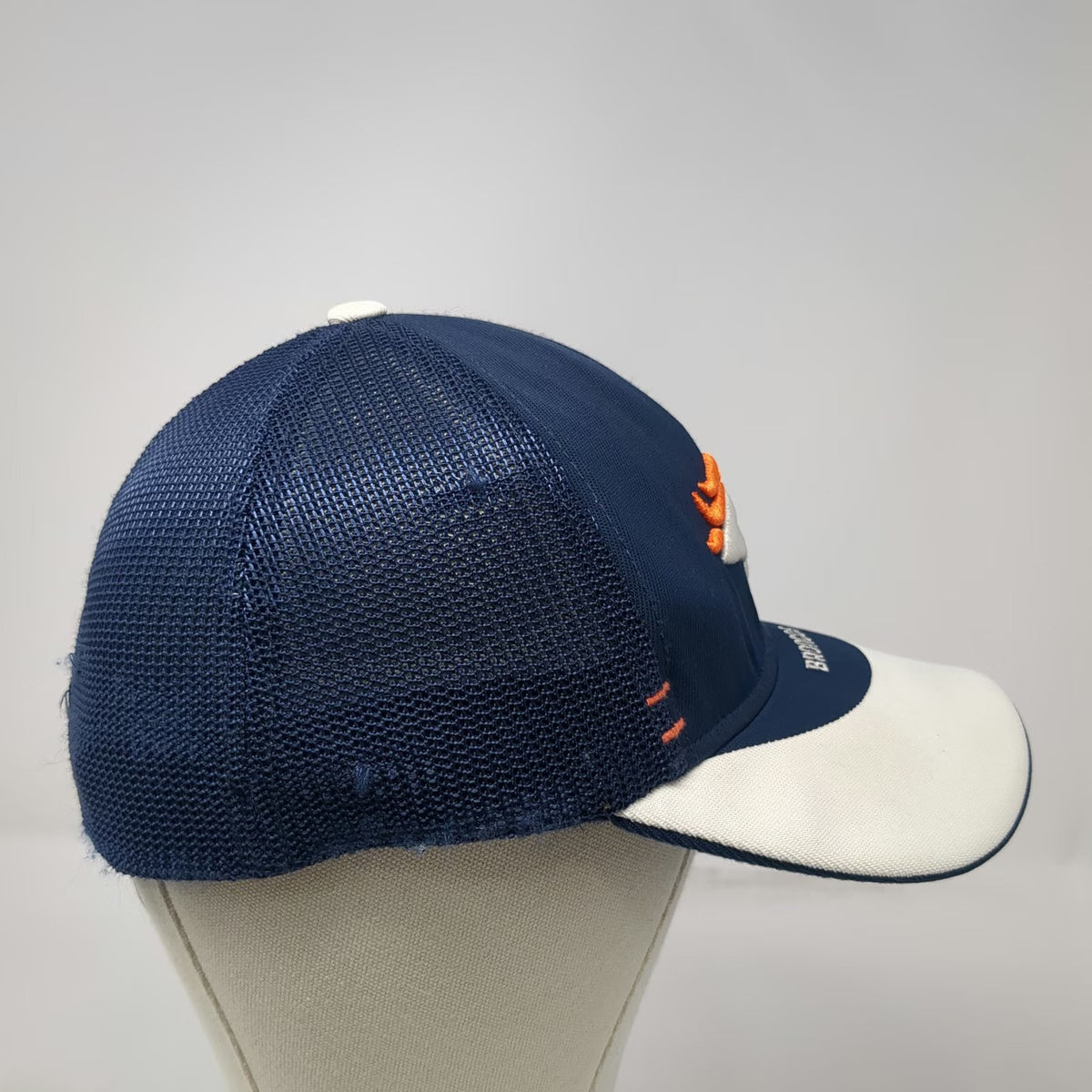 Denver Broncos NFL Reebok Blue One Size Mesh Back Stretch Fit Curved Brim Cap