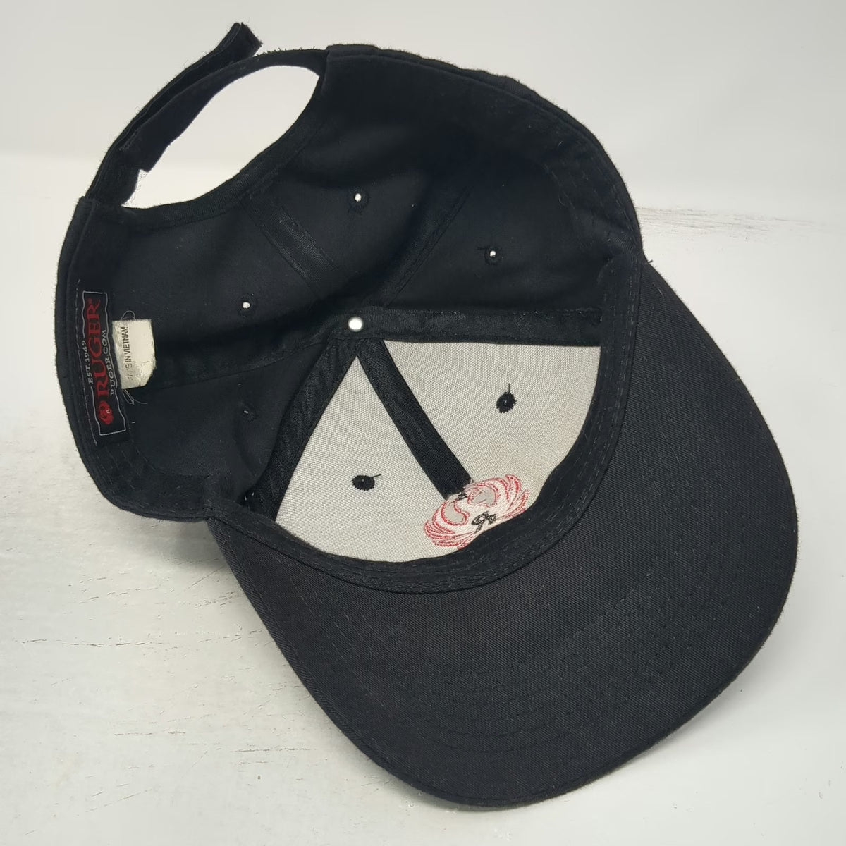 Ruger Baseball Cap Black Red One Size Strapback Embroidered Eagle Logo Hat