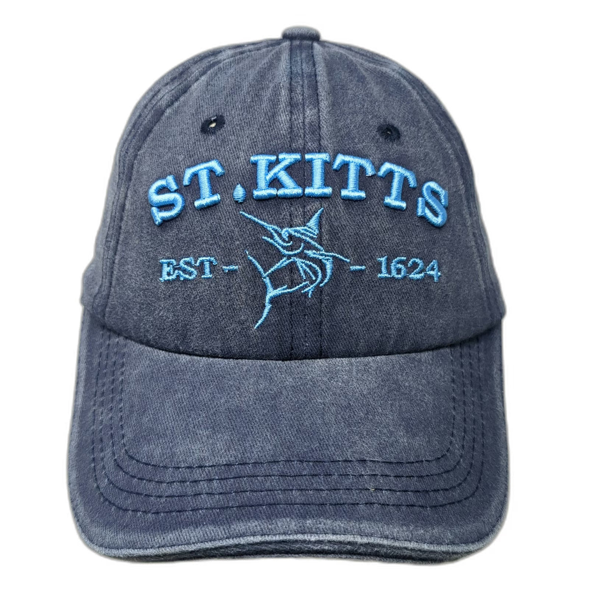 Tropical World Baseball Cap Blue One Size St Kitts Nevis Marlin Slideback Hat