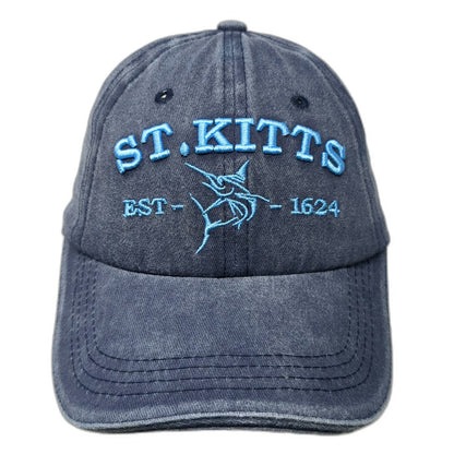 Tropical World Baseball Cap Blue One Size St Kitts Nevis Marlin Slideback Hat