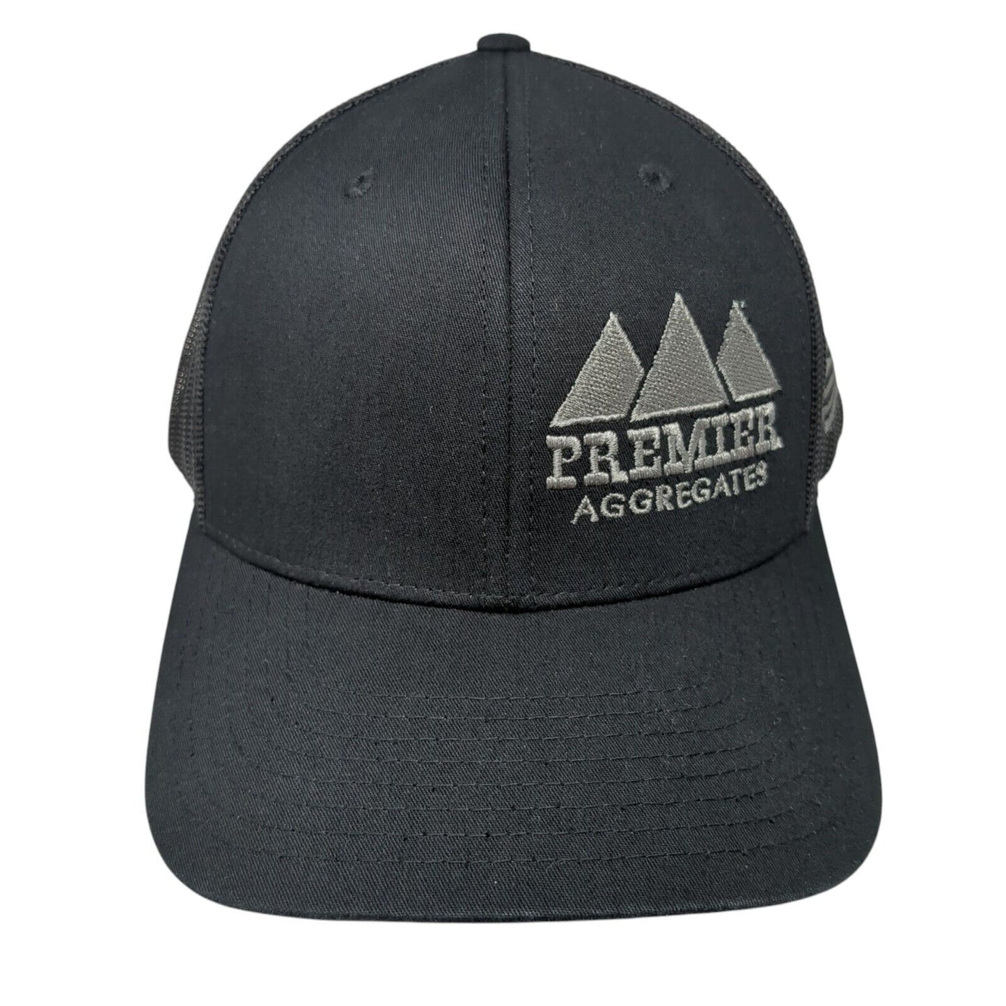Premier Aggregates Snapback Trucker Hat Black One Size Mesh Back USA Flag