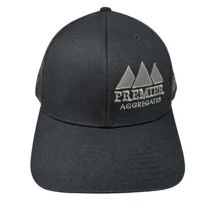 Premier Aggregates Snapback Trucker Hat Black One Size Mesh Back USA Flag