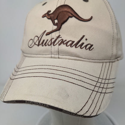 Australia Kangaroo Strapback Hat Tan One Size Embroidered Adjustable