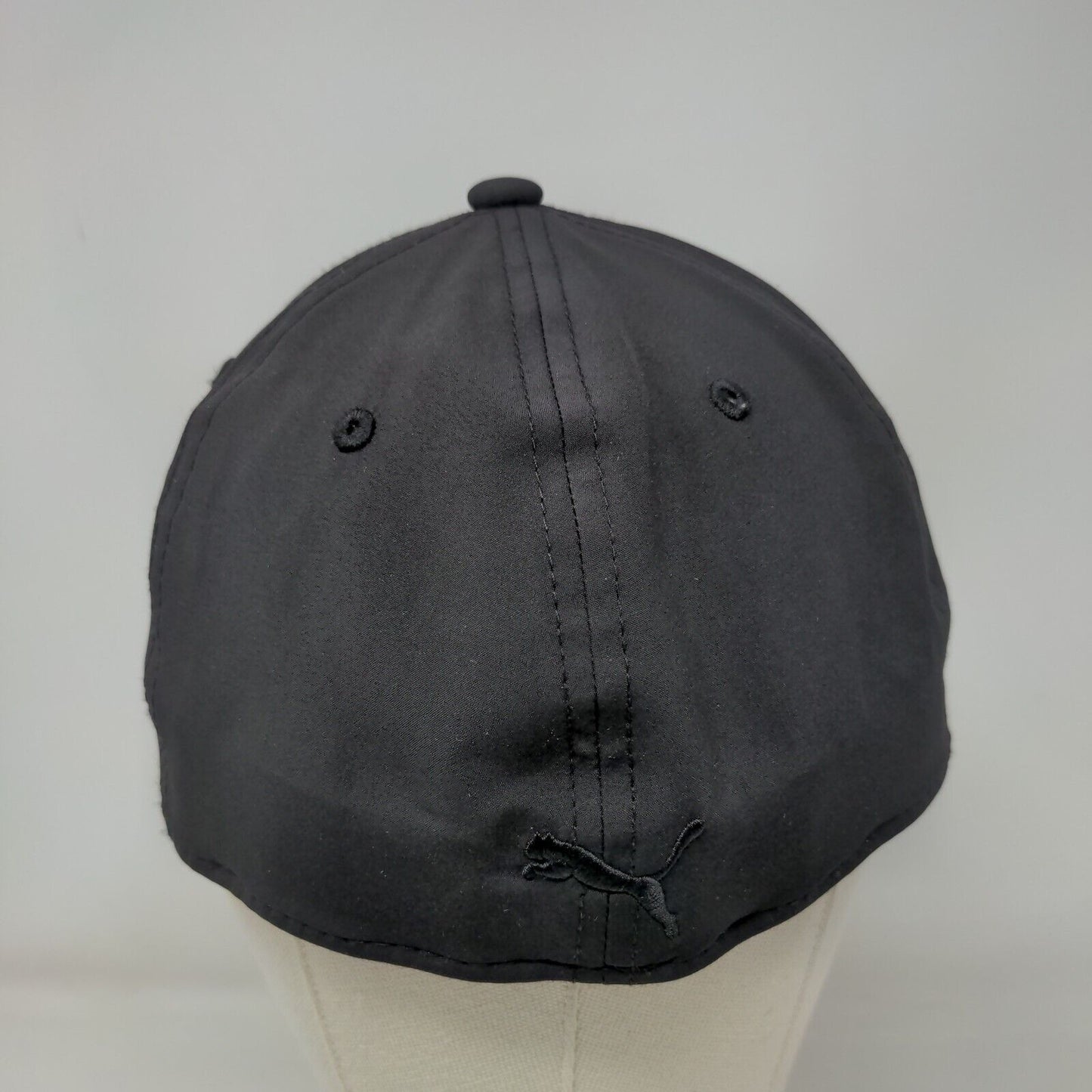 PUMA Stretch Fitted Hat Black L/XL Lightweight Embroidered Logo Vented Holes