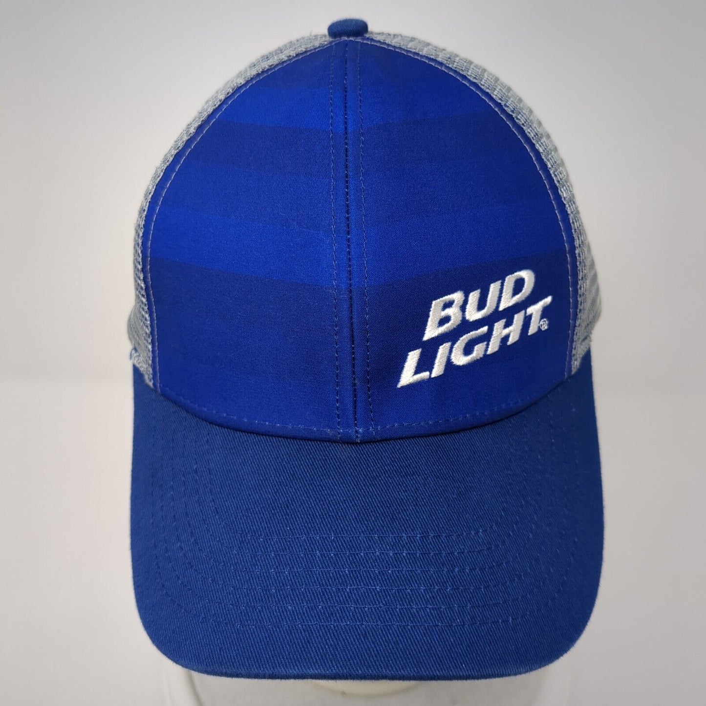 Bud Light Snapback Trucker Hat Blue One Size Adjustable Mesh Back 6 Panel