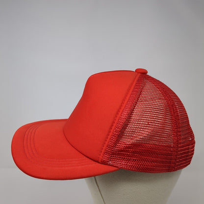 Unbranded Snapback Trucker Hat Red One Size Adjustable Mesh Back Blank Polyester