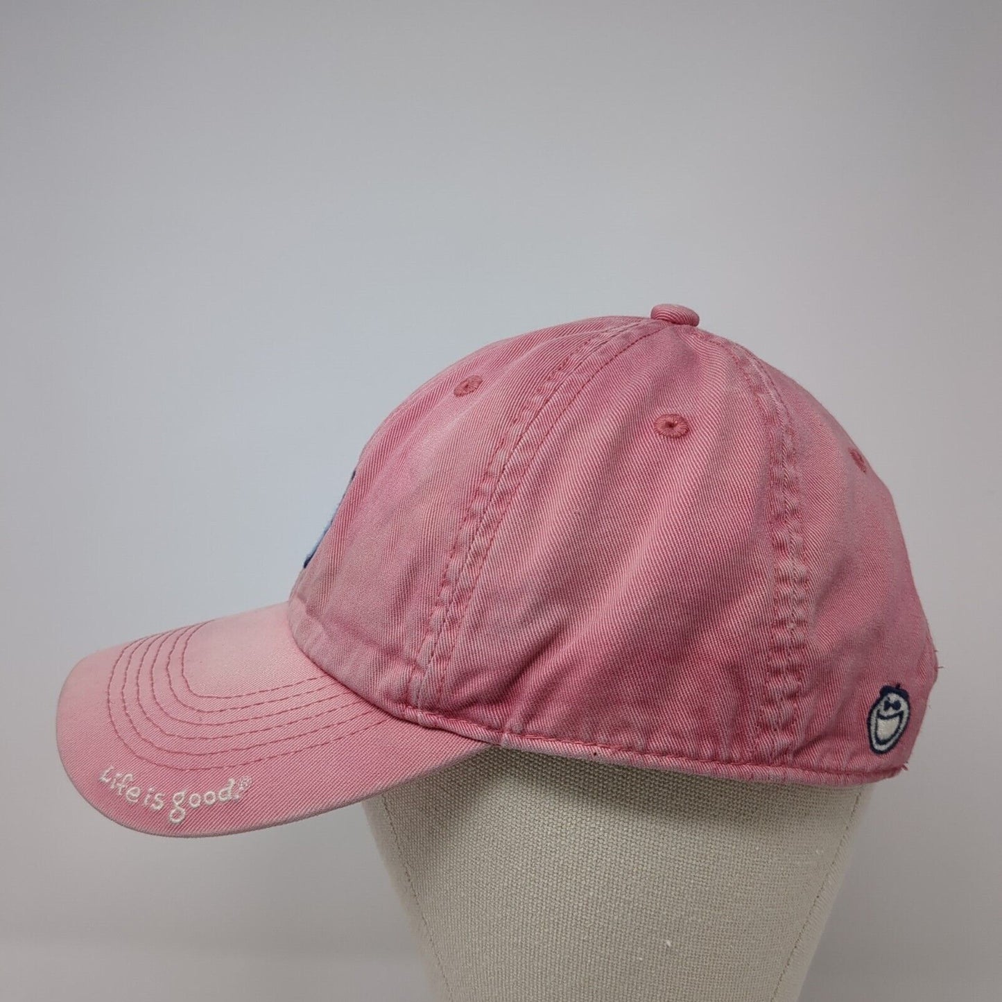 Life is Good Flip Flops Slideback Hat Pink OS Adjustable Embroidered Cotton
