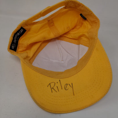 Letter M Snapback Hat Yellow Adult Adjustable Vent Holes Outdoor Cap