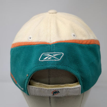 Miami Dolphins NFL Reebok Cap Hat Beige Blue Orange One Size Strapback Shield