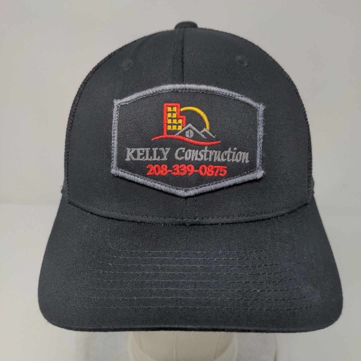 Kelly Construction 208-339-0875 Fitted Trucker Hat Black S/M Mesh Port Authority