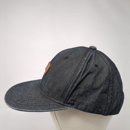 American Eagle Outfitters Snapback Hat Black OS Adjustable Leather Patch 6 Panel