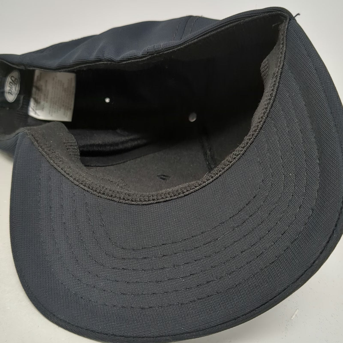 Ford 5 Panel Black One Size Raised Tonal Script Logo Mesh Back Stretch Fit Hat